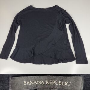 BR BANANA REPUBLIC Black crew neck layered 3/4 sleeve top shirt s small
